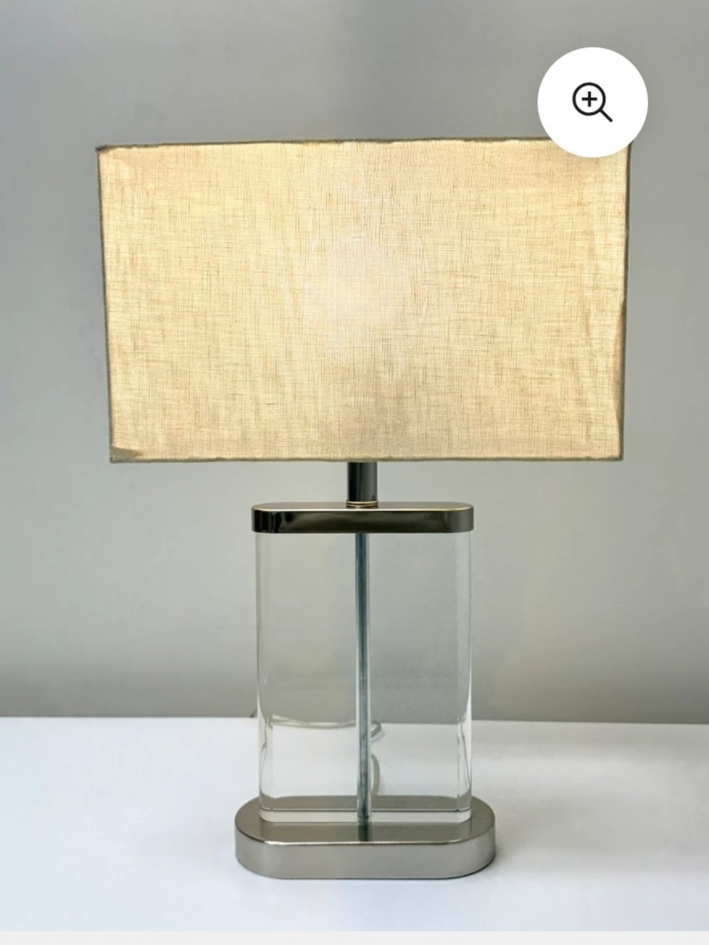 Pair of Modern Glass Table Lamps with Cream Shades